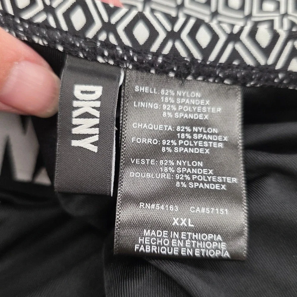 DKNY Womens Geometric Diamond Print One Piece Swimsuit Black White XXL New - Picture 6 of 7